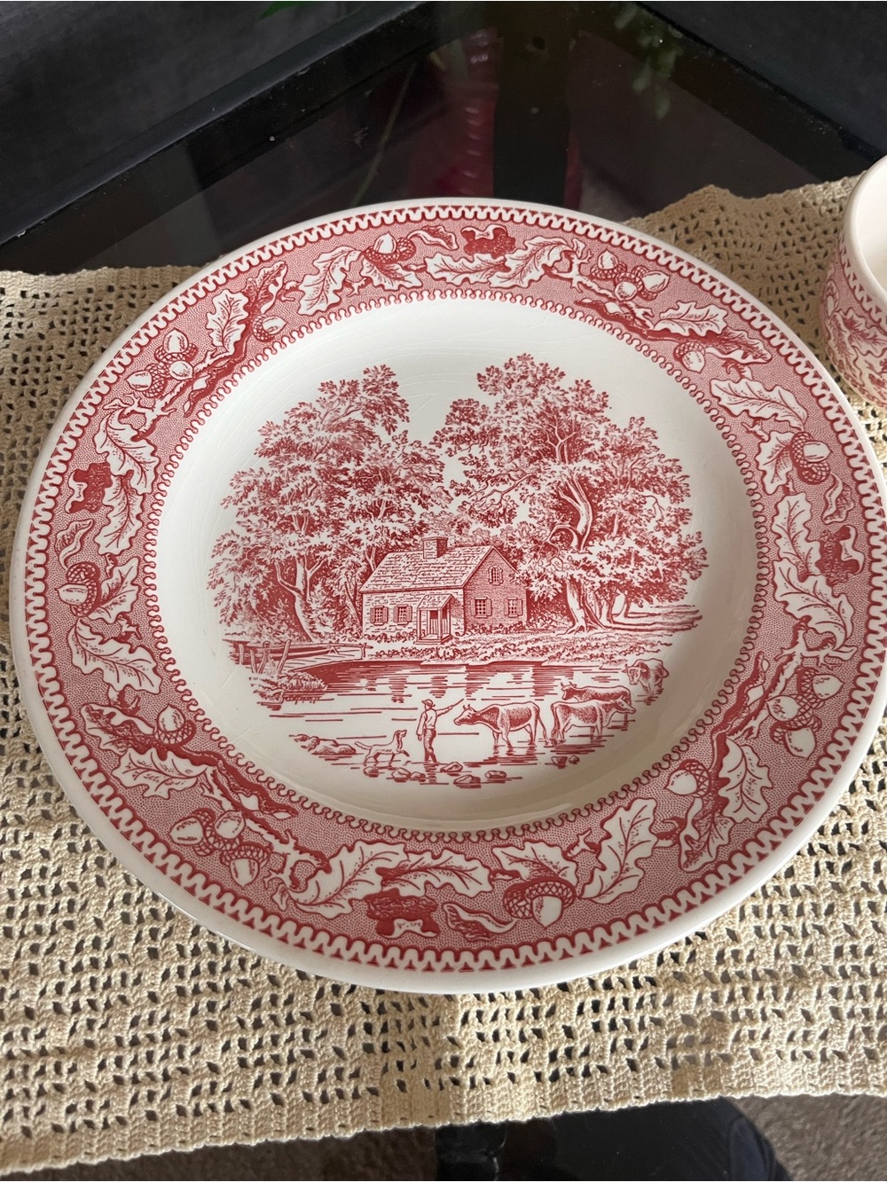 Classic Red Transferware Dinner Plate